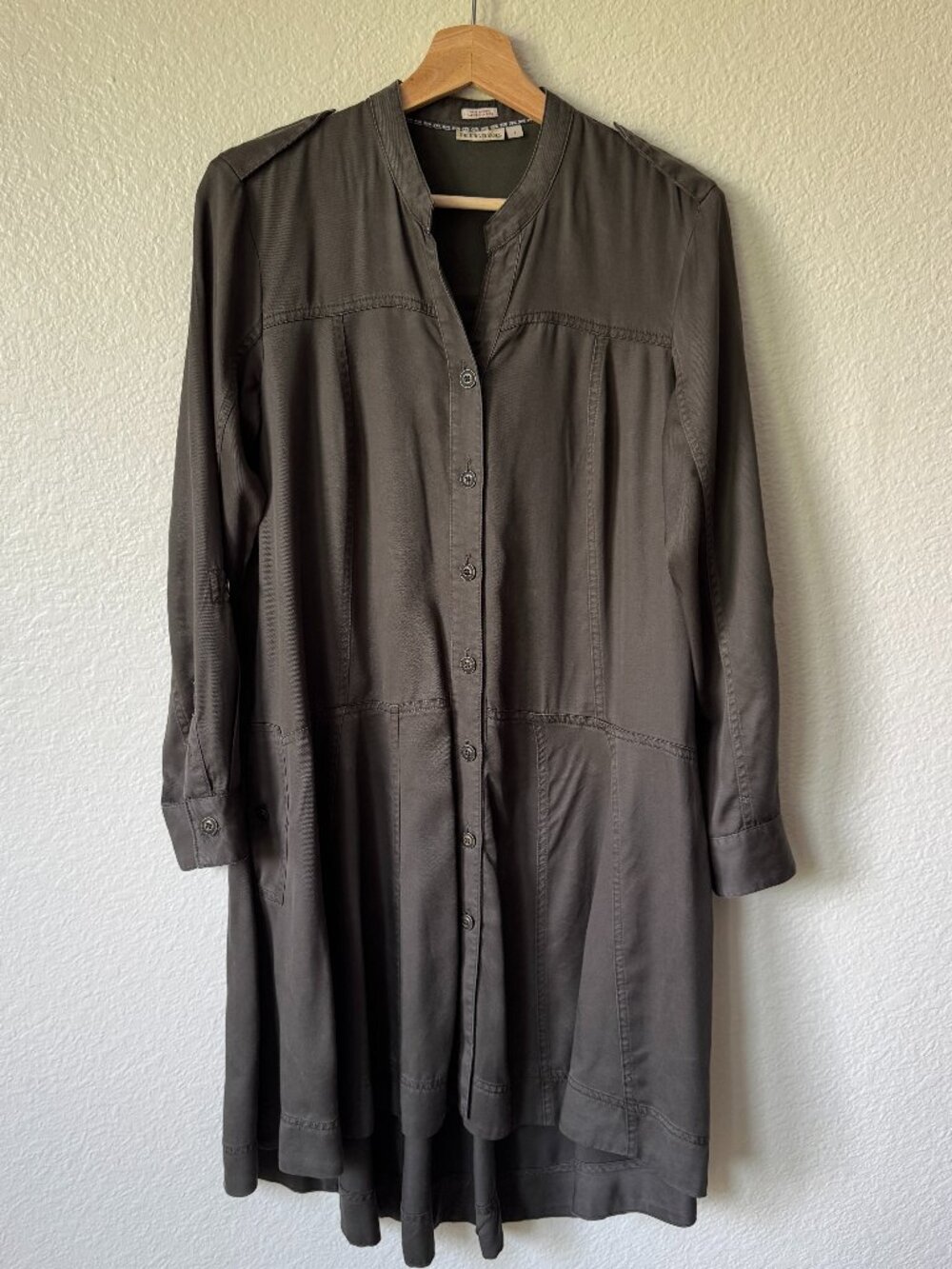Anthropologie Holding Horses Mariona Green Shirt Dress /Duster/Jacket Lg Utility
